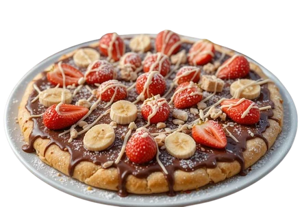 Nutella pizza with strawberry, banana and white chocolate on the SLYCE dessert menu