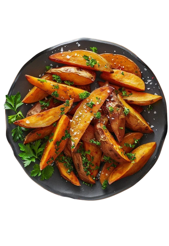 Seasoned potato wedges with herbs and sea salt