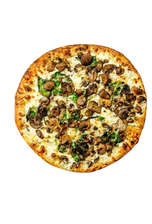 Truffle Mushroom pizza with mushrooms and herbs
